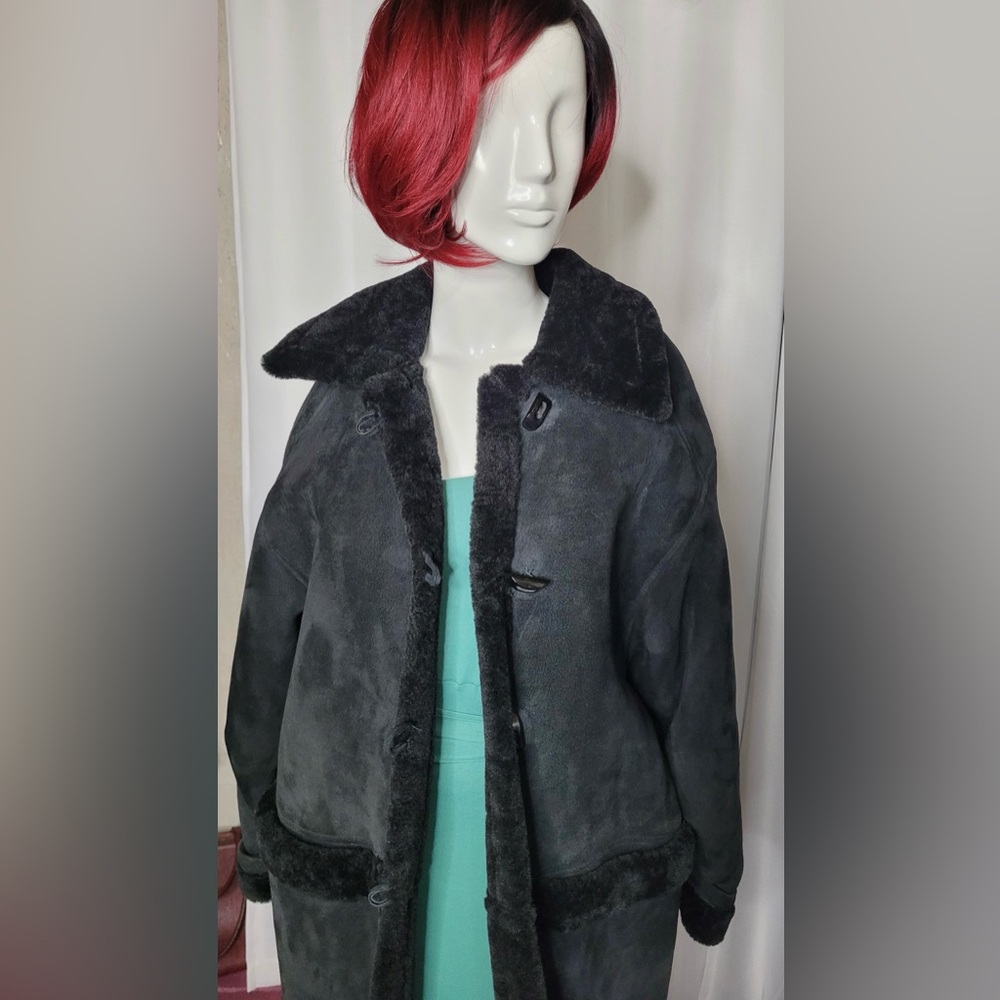 Vintage Danier Natural Fur Black Shearling Coat - Picture 4 of 17